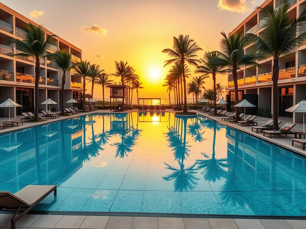 Luxurious resort setting with an infinity pool and modern amenities.