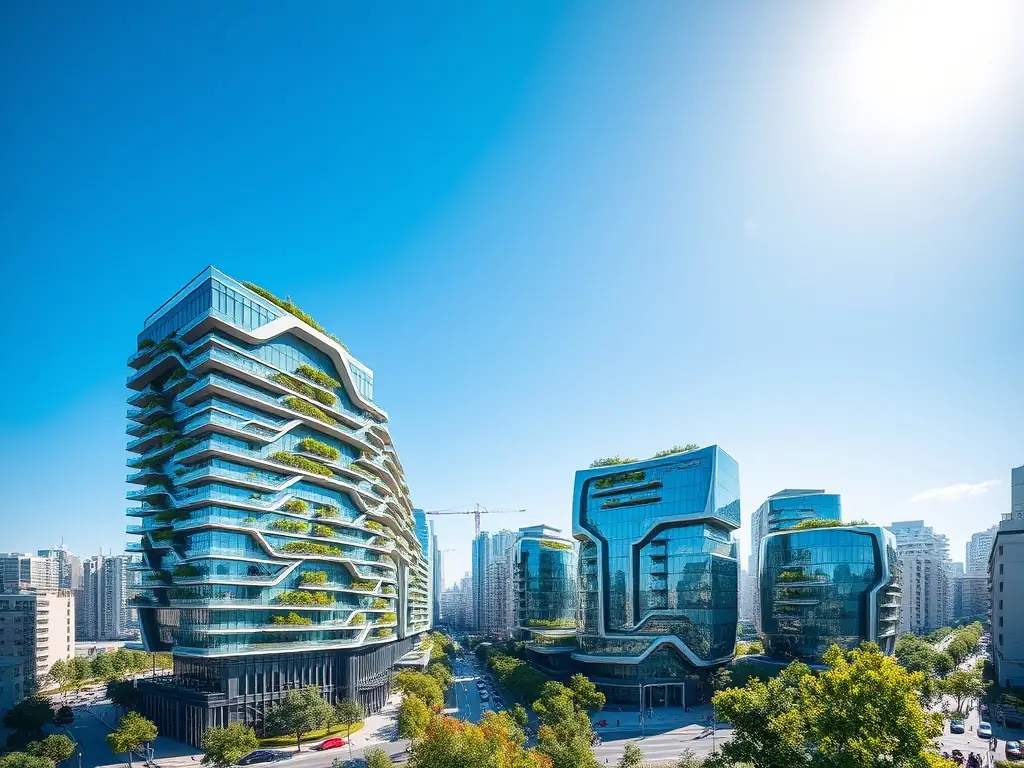 Modern urban development project showcasing innovative architecture in a bustling city.